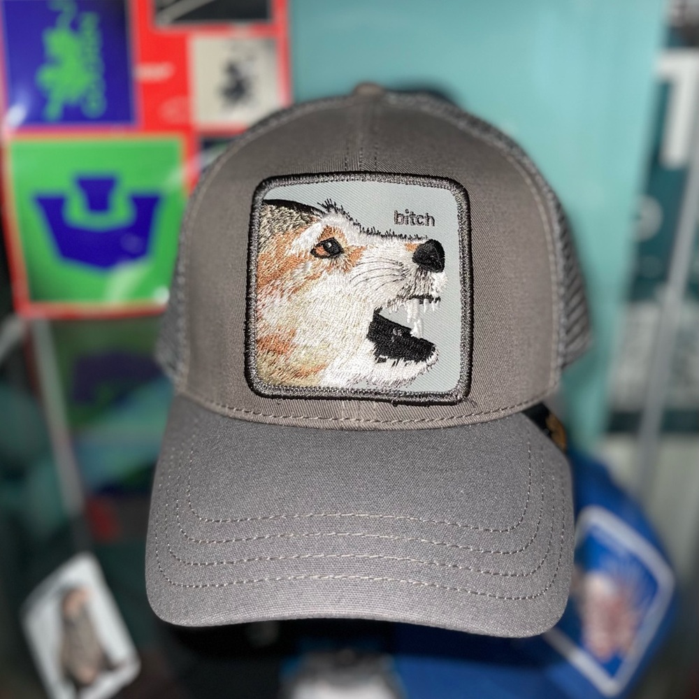 Goorin Bros. Gray Trucker Hat with Dog Patch